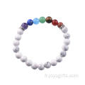 Bracelet jonc avec perles de manchette perlées en chakra avec pierres précieuses Howlite